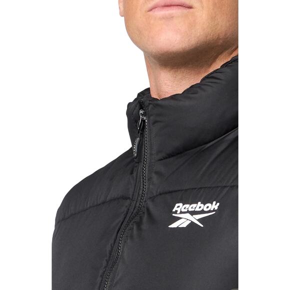 Reebok Long Puffer Vest, Black, Winter Warm Quilted Zip Front, Men's Large, NWT - Picture 5 of 9